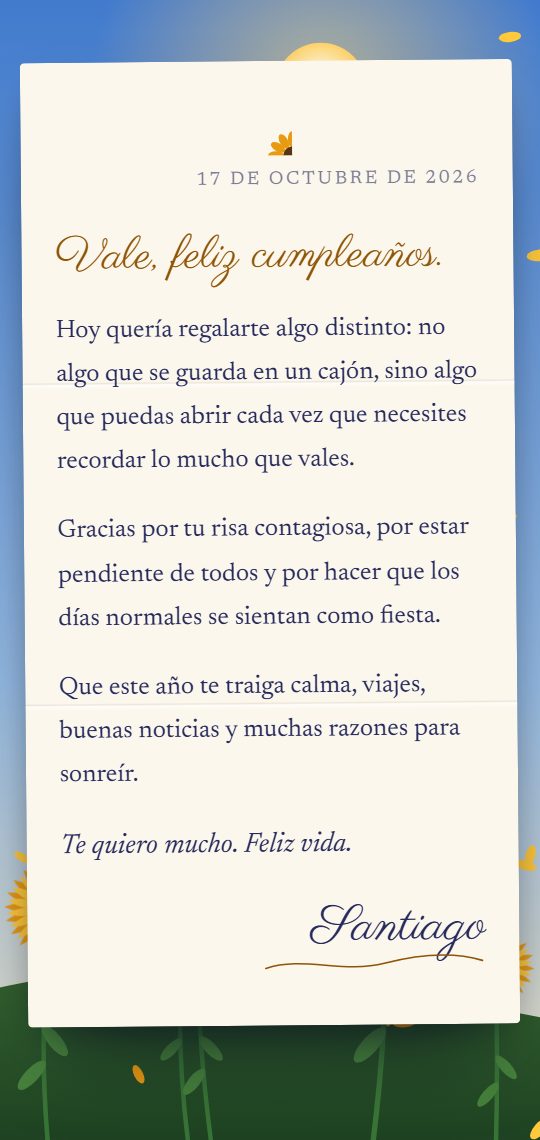 Carta en papel con fecha y firma